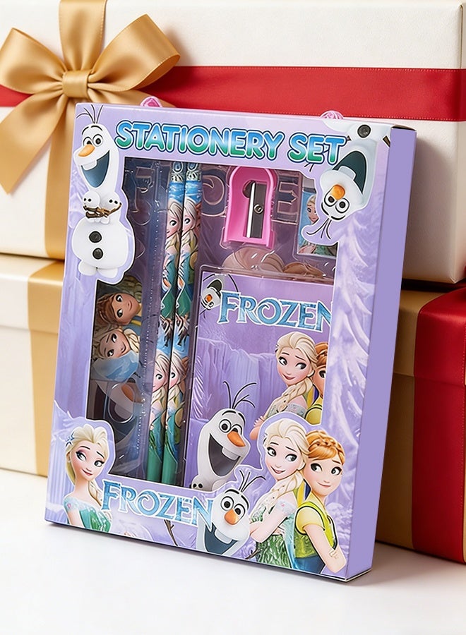 Frozen Elsa Frozen Themed Student Stationery Set, School Supplies Gift Box for Primary School Students, Includes Pencils/Erasers/Pencil Sharpeners/Ruler/Notebook, Perfect Back to School & Birthday Gift - Image 2